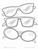 Coloring Sunglasses Glasses Template Worksheets Printable Pages Summer Sunglass Emoji Kids Eyeglasses Kindergarten Education Colouring Ray Worksheet Ban Clip Sunnies sketch template