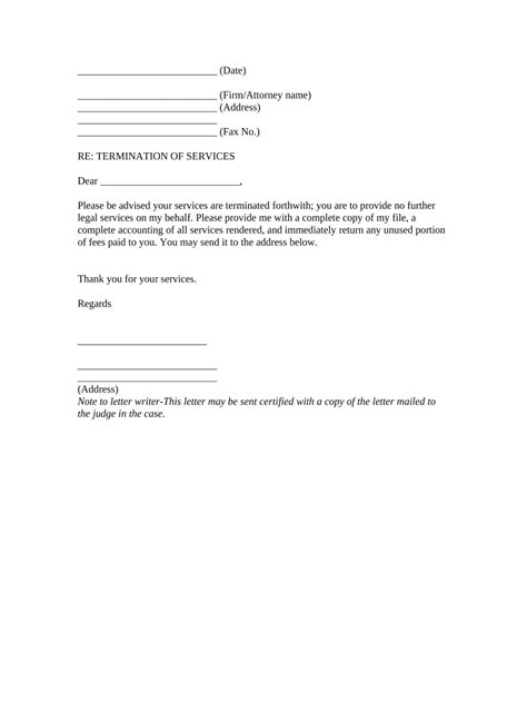 letter terminating attorney sample  template pdffiller