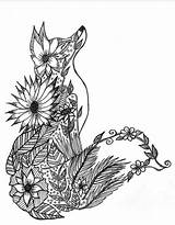 Mandala Fox Coloring Pages Animal sketch template