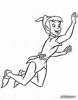 Pan Peter Coloring Pages Flying Disneyclips Funstuff sketch template