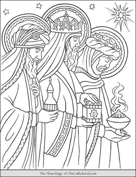 magi wise men coloring page thecatholickidcom nativity