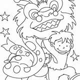 Lion Dance Coloring Pages Drawing Chinese Group Kids Year Getdrawings Getcolorings Printable sketch template