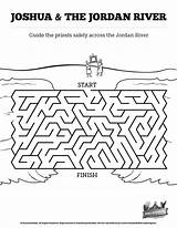Sunday School Bible Kids Joshua Crafts Jordan Crossing River Maze Mazes Jericho Activity Activities Worksheet Lessons Children Coloring Pages Spot sketch template
