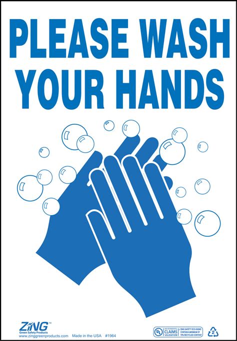 wash hands sign    colors  materials