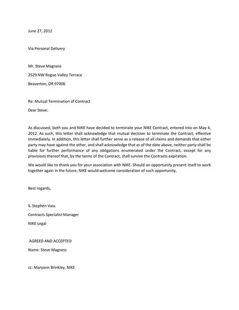 letter  termination  employment  cover letter