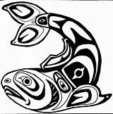 Totem Salmon Tribal Tiki sketch template