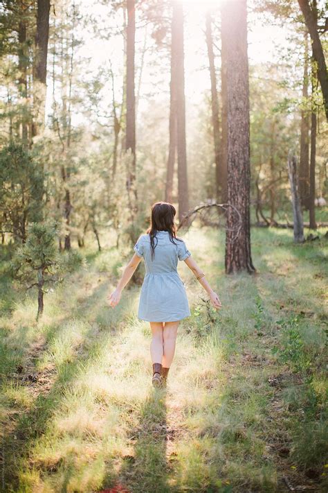 Girl Walking In Forest By Stocksy Contributor Daniel Kim Photography