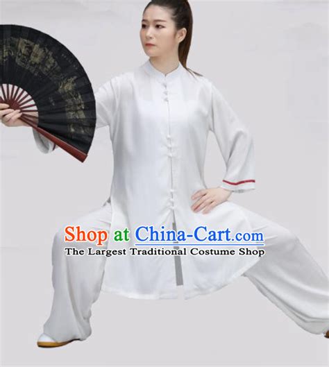 Chinese Traditional Martial Arts White Costume Tai Ji Kung Fu Clothing