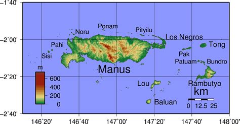 admiralty islands topography  labels mapsofnet