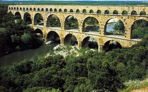 Wallpaper Pont Du Gard Roman Aqueduct
