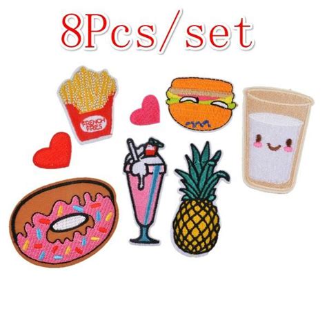 Buy Mix Cartoon Foods Fruit Water Heart Embroidery Iron On Patches