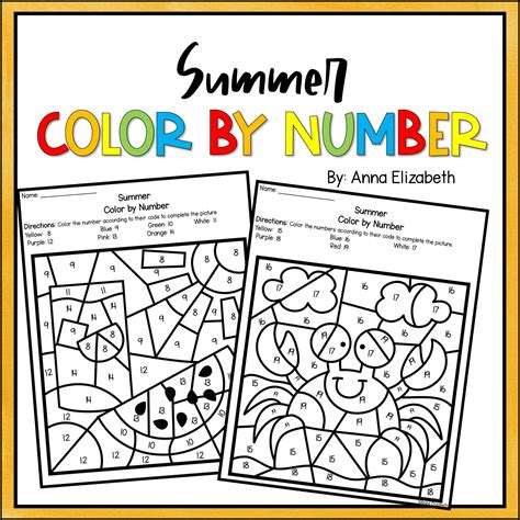 summer color  number printables