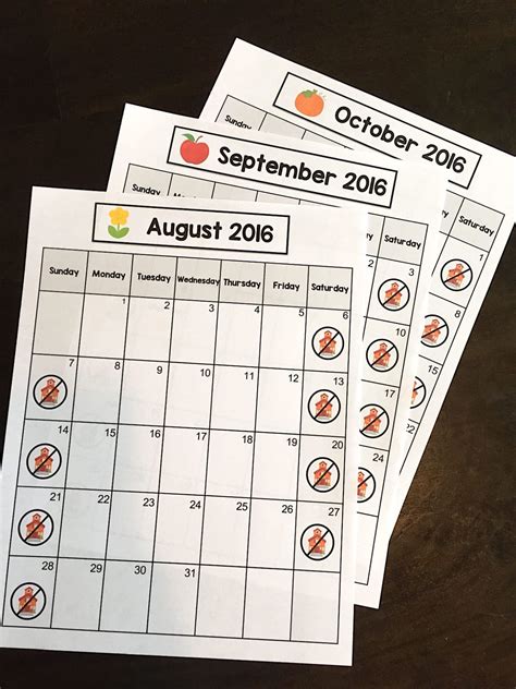 visual monthly calendars  autism helper