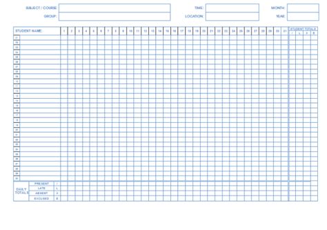 student attendance sheet template attendance sheet template