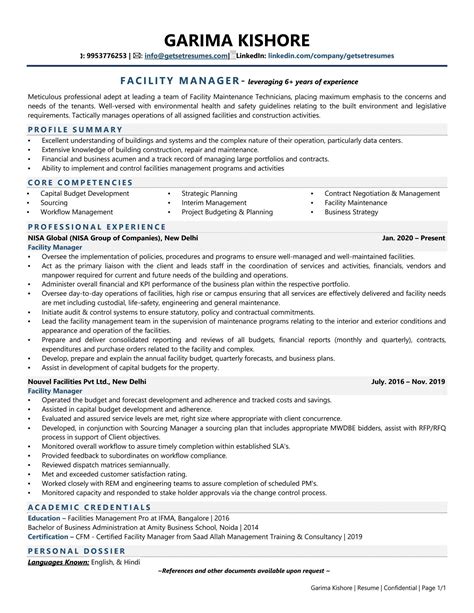 facility manager resume examples template  job winning tips
