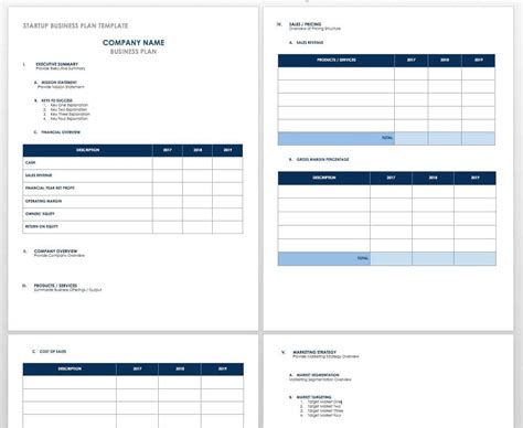 startup business plan template excel pics png