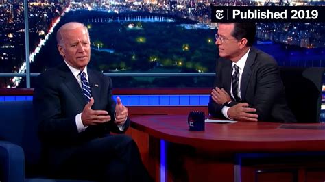 joe biden pokes fun at his own ‘gaffes with stephen colbert the new