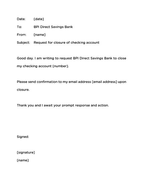 letter template  closing bank account