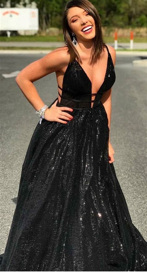 Sparkly Prom Dresses A Line Simple Long Black Prom Dress