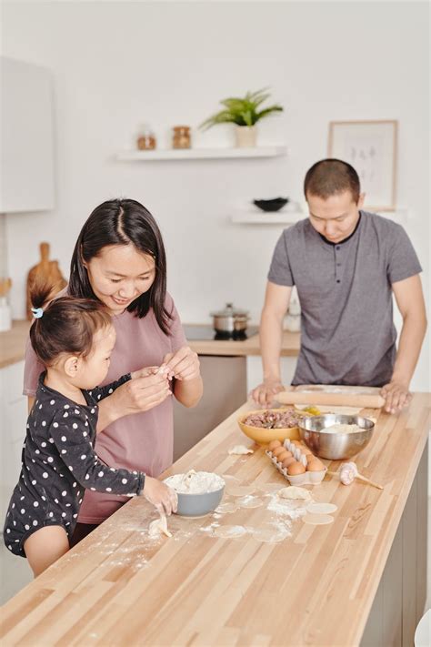 family preparing food   stock photo