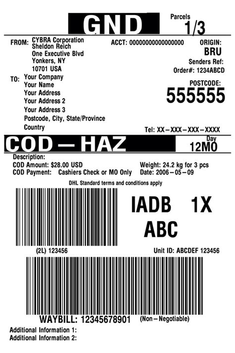 dhl shipping label template cybra