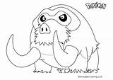 Mamoswine Coloring Pokemon Pages Printable Kids sketch template