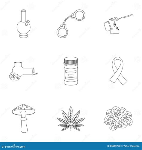 drugs set icons  outline style big collection  drugs illustration