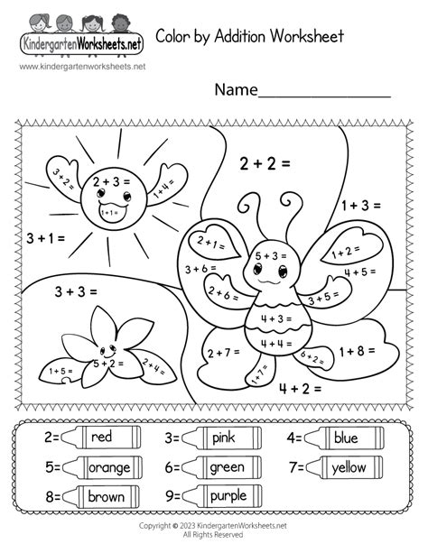addition math sheets coloring pages