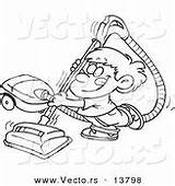 Vacuum Coloring Vector Outline Boy Cartoon Using Happy Royalty Stock sketch template