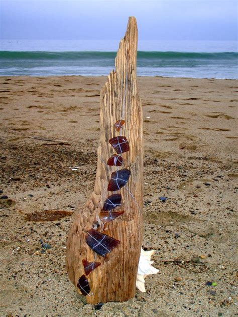 Beach Chic Driftwood Sea Glass Wall Sculpture By Jsworldofwonder 40