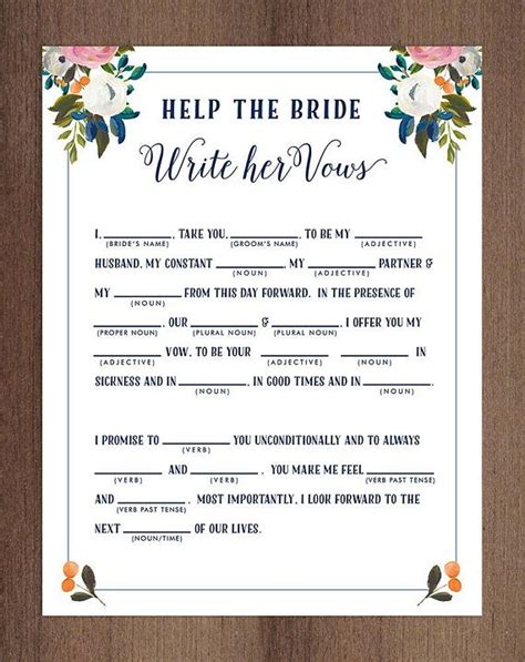 bride write  wedding vows bride libs printable bridal