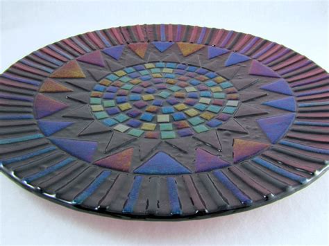 Fused Glass Platter Deepest Plum And By Alteredelementsglass Fused