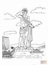 Colossus Rhodes Colouring Colosso Rodes Desenho Wonders sketch template