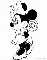 Minnie Mouse Coloring Pages Lollipop Holding Disneyclips Misc Behind Her sketch template