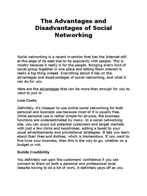 the advantages and disadvantages of social networking