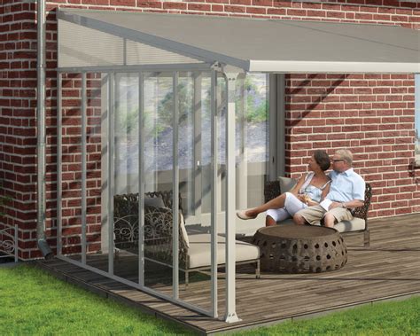 patio cover sidewall  ft white frame clear panels palram canopia awnings canada