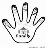 Family Finger Five Illustration Stock sketch template