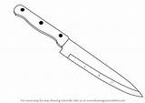 Knife Kitchen Drawing Draw Step Objects Everyday Drawingtutorials101 Tutorial Tutorials sketch template