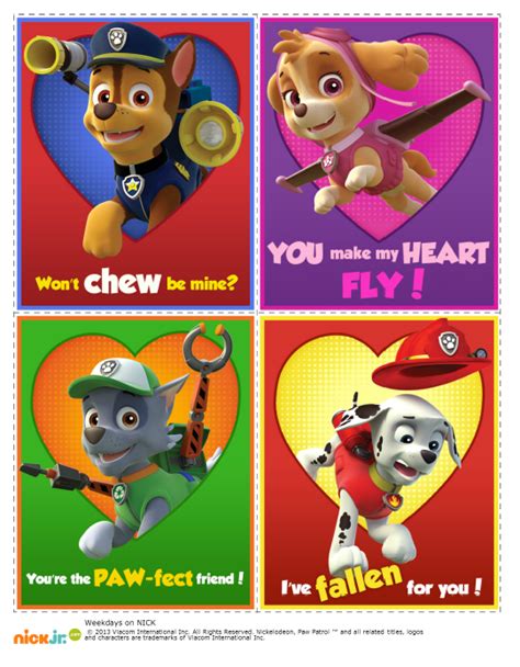 printable paw patrol valentine day cards   paw patrol