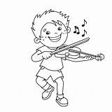 Violin Playing Coloring Outline Cartoon Boy Doctor Girl Instruments Musical Stock Aid Kit First Preview sketch template