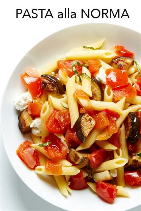 this pasta alla norma is a sicilian classic of sweet roasted eggplant