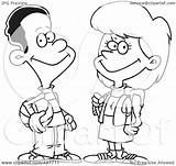 Boy Teen Friendly Girl Talking Clip Outline School Toonaday Illustration Royalty Rf Clipart sketch template