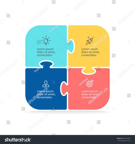 infographic puzzle square chart diagram  stock vector royalty