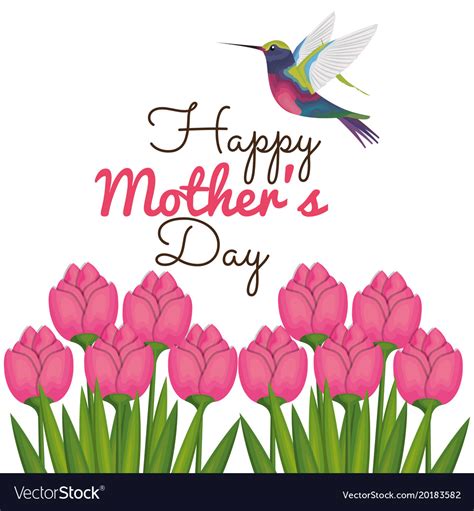 happy mothers day card  hummingbird  floral