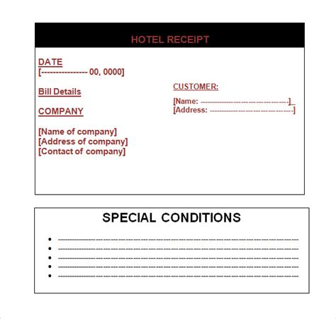 hotel receipt templates  samples examples format sample