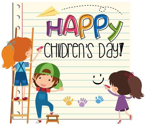 happy childrens day card  vector art  vecteezy