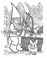 Coloring Adult Gnome Book Colouring Printable Instant sketch template