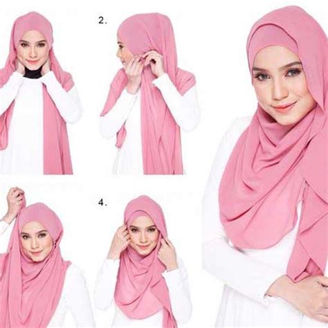 tutorial memakai hijab pashmina kaos panjang  praktis