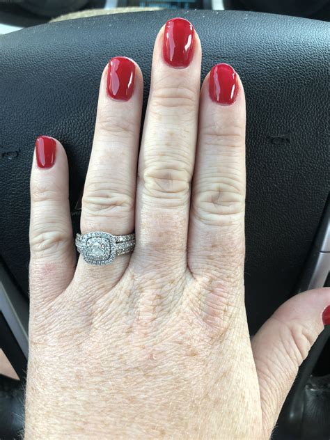 opi big apple red ️🍎 ignore my short stubby fingers stubby fingers