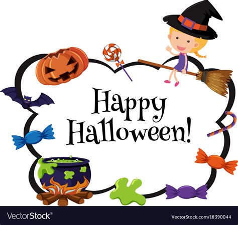 happy halloween card template  witch  candy